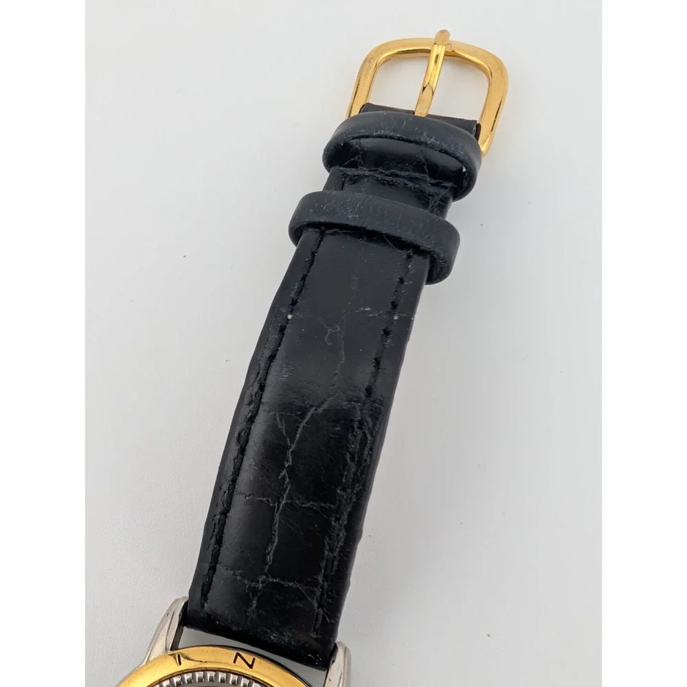 Disney Time Works Mickey Mouse Watch Women‎ Black Leather Band- New Battery